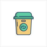 A trash can icon with a recycling symbol vector
