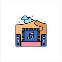A music box with a cloud and a note vector