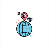 A globe with a map pin and a globe icon vector