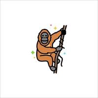 A monkey climbing on a tree branch vector
