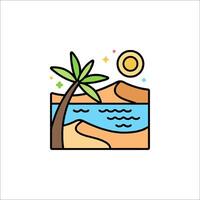 A palm tree and a beach with a sun vector