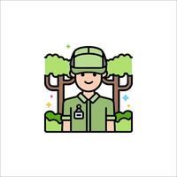 A man in a green uniform with a tree in the background vector
