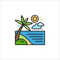 A beach with palm trees and the ocean vector