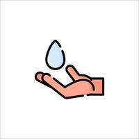 Hand with water drop icon illustration vector
