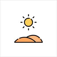 Sun and mountain icon, illustration vector