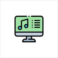 A computer monitor with music notes on it vector