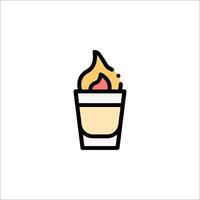 A drink with a flame in it on a white background vector