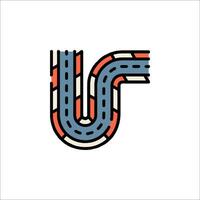 The letter u with a road going through it vector