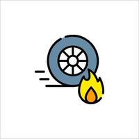 A tire and fire icon on a white background vector