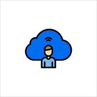 A man with a cloud icon on his head vector