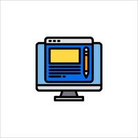 A computer monitor with a pen and paper icon vector