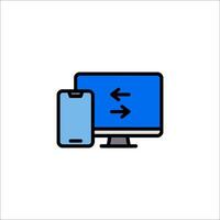 A computer and phone are connected to a monitor vector