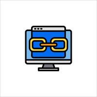 A computer with a link icon on it vector