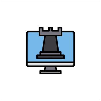 A computer monitor with a chess piece on it vector