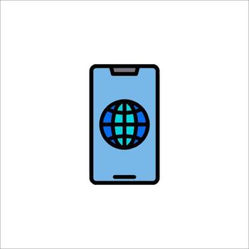 A phone with a globe icon on it vector