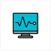 Monitor with heartbeat icon on white background vector