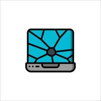 A broken laptop icon on a white background vector