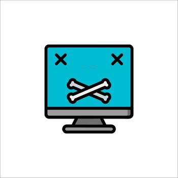 A computer monitor with a skull and crossbones on it vector