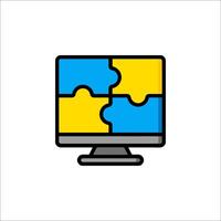 A computer monitor with a puzzle piece on it vector