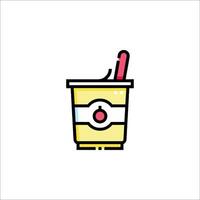 A drink with a straw and a cherry in it vector