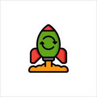 A green rocket ship with a red arrow on it vector