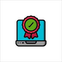 A laptop with a red ribbon and a green star vector