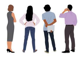 Set of business people standing rear view. vector