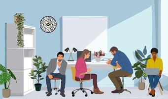 Multiethnic Diverse business team in modern office vector