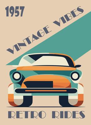 Retro car poster. illustration of old car.