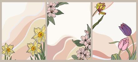 Set of Abstract watercolor spring vertical banners vector