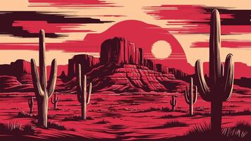 Wild West Desert abstract art background. vector