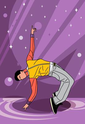 Dance poster with black guy dancer .