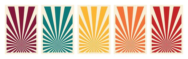 Set of Retro Inspired Vertical Posters Background Templates. Abstract patterns with colorful rays. illustration vector