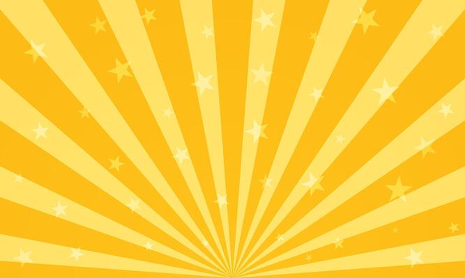 Magic circus poster. Sunlight horizontal background. Orange color burst background with shining stars. Backdrop with sunburst. illustration