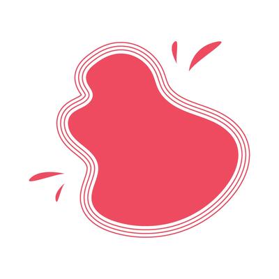 Organic blob shape abstract red color illustration isolated background.