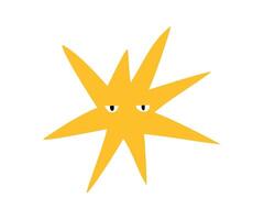 Cute star with emotions in flat style. Hand drawn illustration. vector