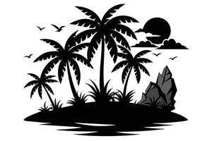 island palm tree and sun icon tropical vector