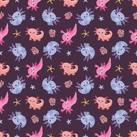 Seamless pattern with axolotl. Design for fabric, textile, wallpaper, packaging vector