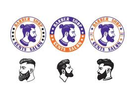 Retro barber shop logo design vector