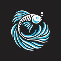 Stylized fish design with elegant blue and white curves vector