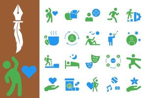 Lifestyle icon set that reflects various aspects of modern life. With blue and green colors, these icons are perfect for creative projects, applications, and branding. vector