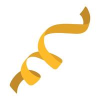 Festive yellow ribbon in clip art style. Isolated illustration for your design vector
