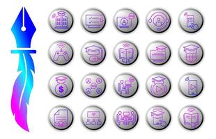 Online Education icon set. line gradient and button background with white isolated background. suitable for app design projects, websites, or promotional materials related to education vector