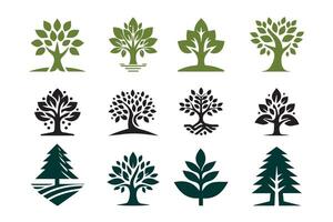 Tree Logo Icon Pack Bundle silhouette Illustration Design vector
