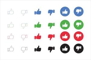 Set of Thumbs up and thumbs down emblems. Like and dislike icons set, , illustration vector