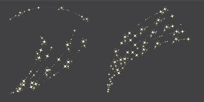 Magic star arch. Stars arch, star compositions graphic art. Shiny elements, starry and dots silhouettes. Comets and abstract constellations, retro celestial set vector