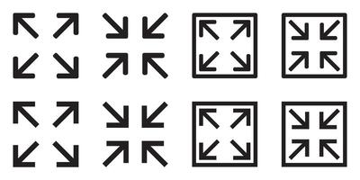 Full screen and exit full screen icon set vector