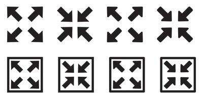 Full screen and exit full screen icon set vector