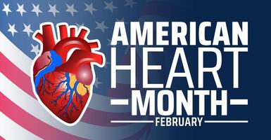 American Heart Month background banner or poster design template. vector