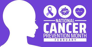 National Cancer Prevention Month background banner or poster design template. observed every year in February. Holiday concept. Use to any Template, card, poster, placard, template. vector